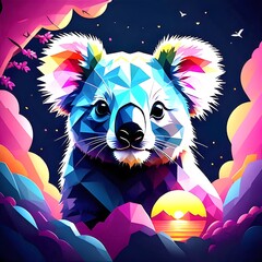 panda in the night sky