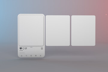 Instagram post interface. 3D carousel interface post on social network
