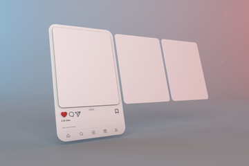 Instagram mockup carousel interface post social network with white space for photo