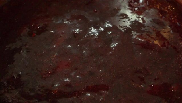 Slow motion Cocinando mermelada de ciruela