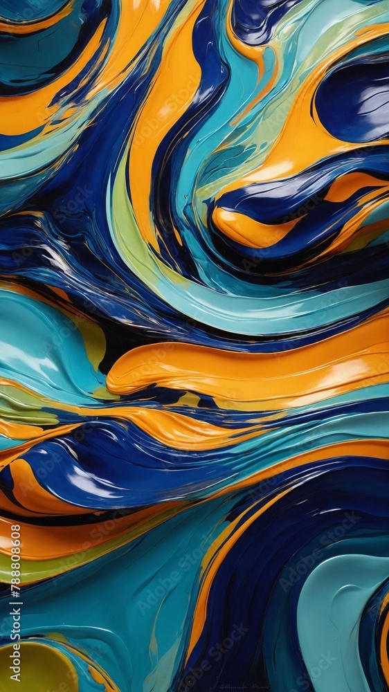Poster mesmerizing blend of colors swirls dynamically across canvas, creating visual symphony of hues, tone