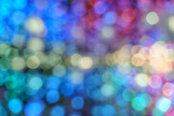 Abstract image of blurred colorful lights balls, blue, pink and orange