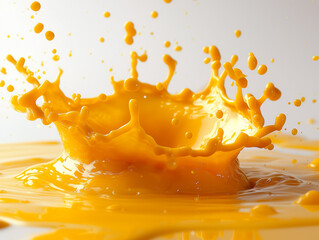 Yellow Juice Splash, Drop of Yellow Juice Falling, on Transparent Background PNG - obrazy, fototapety, plakaty