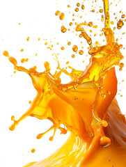 Yellow Juice Splash, Drop of Yellow Juice Falling, on Transparent Background PNG