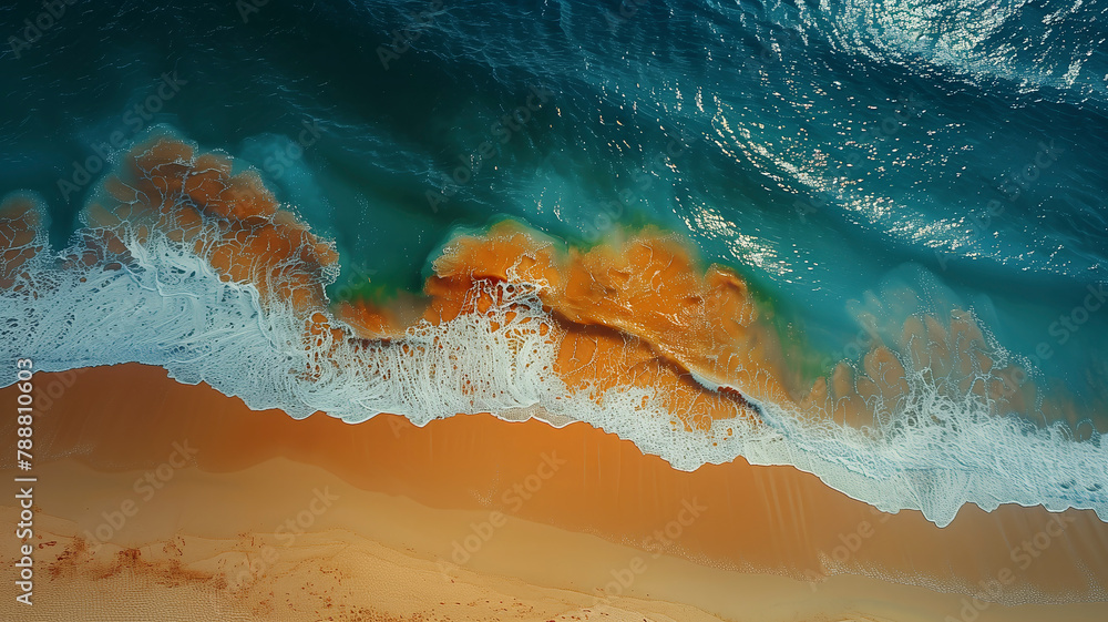 Poster the ocean is calm and the water is a beautiful shade of blue. the sun is shining brightly, creating 