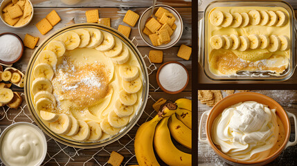 A Step-by-Step Visual Guide for Creating Delicious Banana Pudding - obrazy, fototapety, plakaty