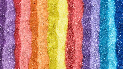 Obraz premium Spectrum Strata: Vibrant Rainbow Sand Stripes on White