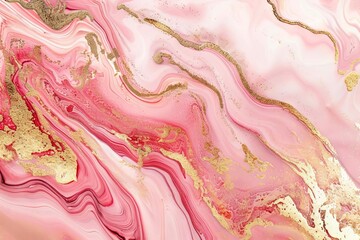 luxurious pink marble background with elegant gold brushstrokes abstract digital painting
