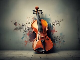 Harmonic Echoes: Violin on Grunge Canvas