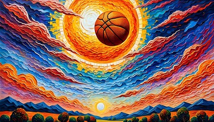 The Magical Basketball Floating in the Sky. Generative AI