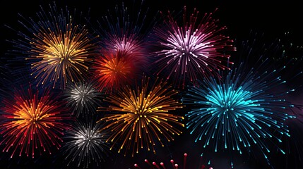 Fototapeta premium Fireworks light up the sky in a dazzling display of color and light. The perfect way to celebrate any special occasion.