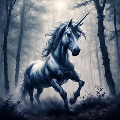 Enchanted Encounter The Mystical Unicorn in the Misty Forest