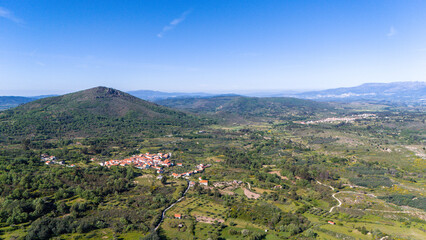 Panoramic View: Moita Village and Serra d'Opa in Serra da Estrela's Foothills