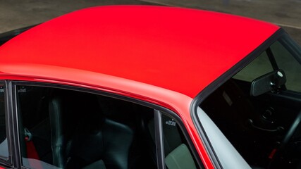 Roof on a red car
