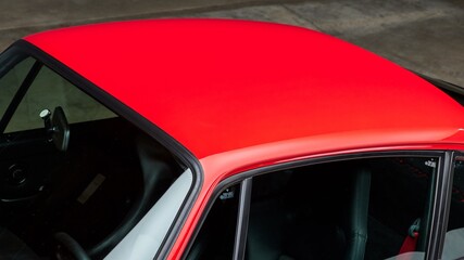 Roof on a red car