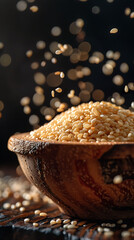 Beautiful presentation of Sesame Seeds, hyperrealistic food photography