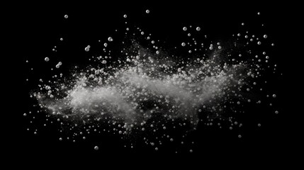 Obraz premium White powder explosion on black background. Freeze motion of white dust particles.
