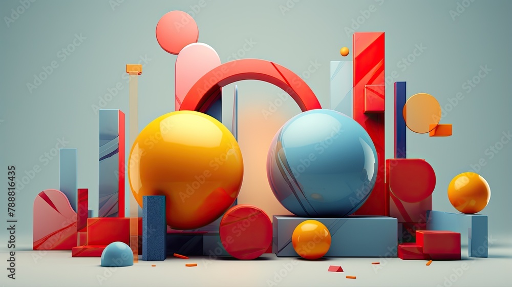Poster 3d rendering of a colorful abstract geometric background.