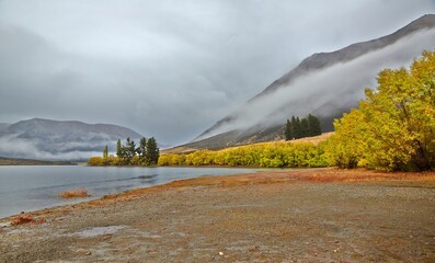 Lakeside scenery landscape in New Zealand