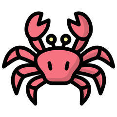 crab icon illustration design with outline