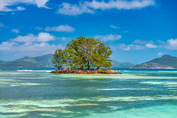 Amazing landscape of La Digue Island in the Seychelles Archipelago