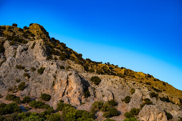 Fototapeta na wymiar Beautiful mountain hills in Rhodes, Greece.
