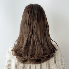 back view of beautiful brown-haired woman, hair care, beauty salon, beauty black hair