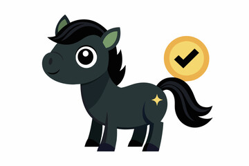 horse with check mark silhouette vector illustration