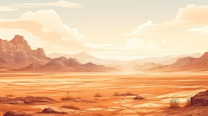 This is a beautiful landscape of a desert with mountains in the background.