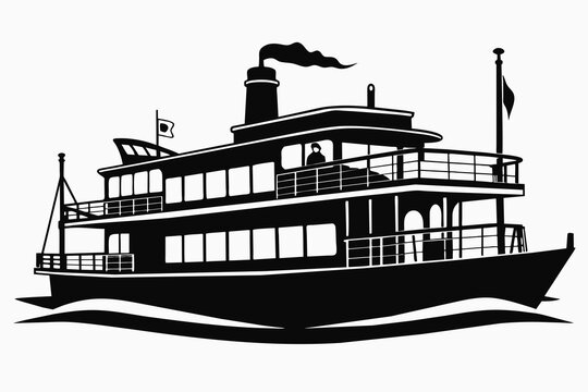 riverboat silhouette vector illustration