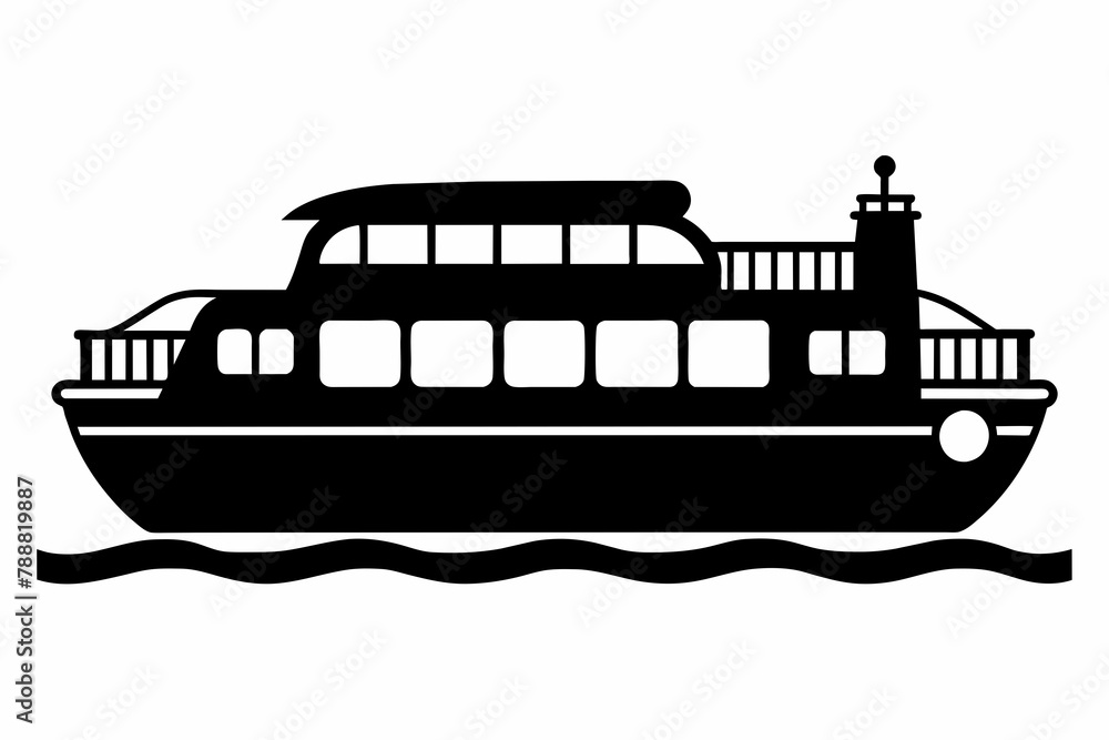 Wall mural river shuttle silhouette vector illustration