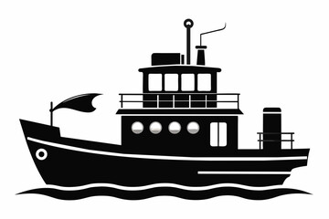 tugboat silhouette vector illustration