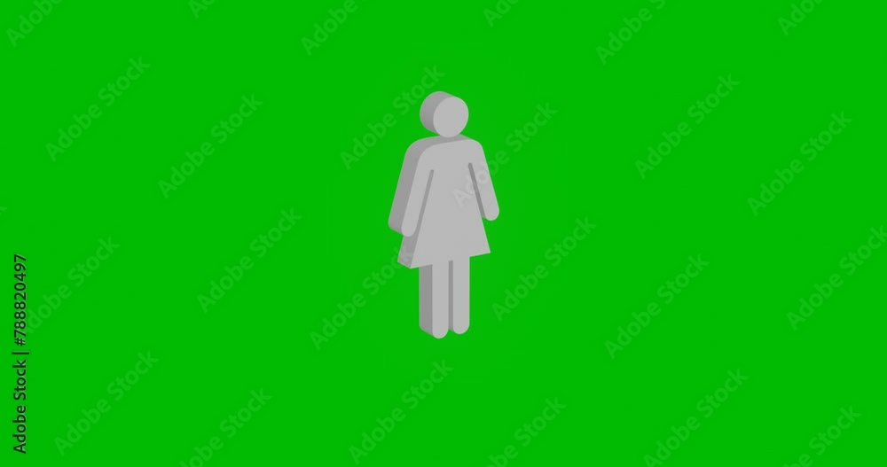 Poster animation of rotation of a white woman symbol with shadow. simple and complex rotation. seamless loo