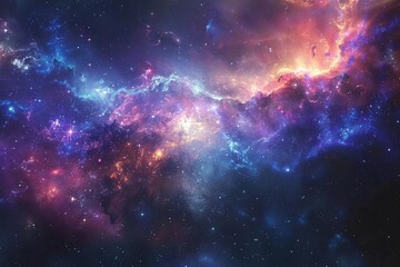mysterious deep space background with nebula and stars astronomical wallpaper - obrazy, fototapety, plakaty