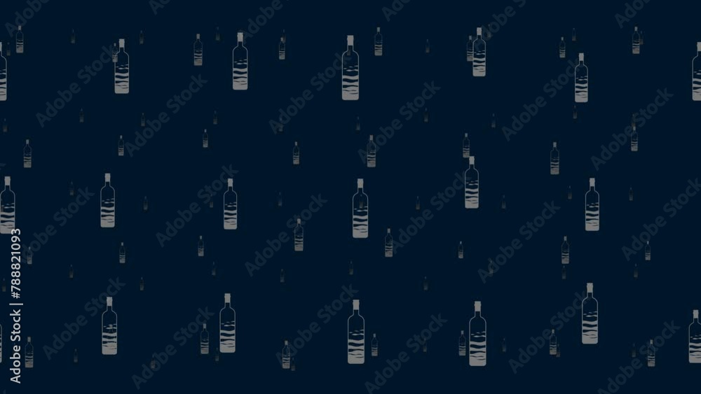 Poster the world in a bottle symbols float horizontally from left to right. parallax fly effect. floating s