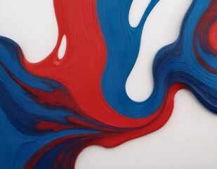 Abstract Blue and Red Strokes of Oil Paint on a White Background
