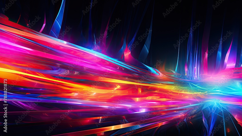 Poster an abstract background of vibrant colors and flowing lines. the colors blend together to create a se