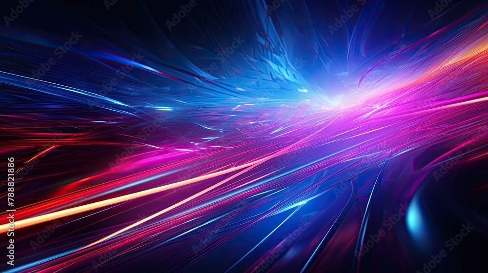 Poster this is an abstract image of colorful glowing curved lines against a dark background.
