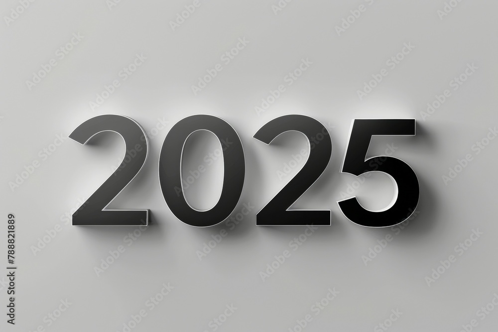 Aufkleber numbers 2025 in business style. background with selective focus and copy space