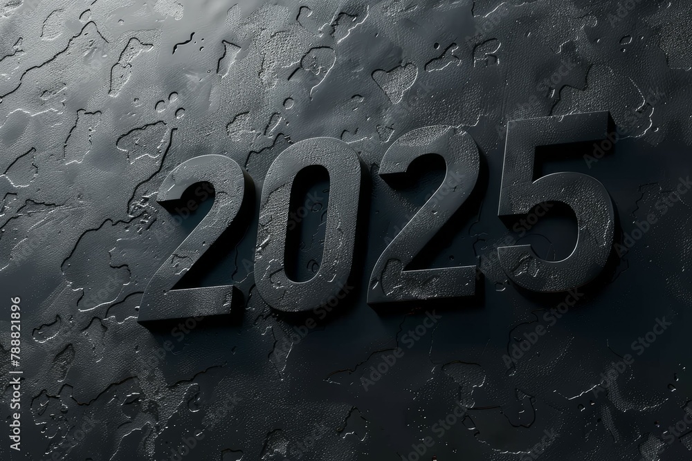 Poster numbers 2025 in business style. background with selective focus and copy space