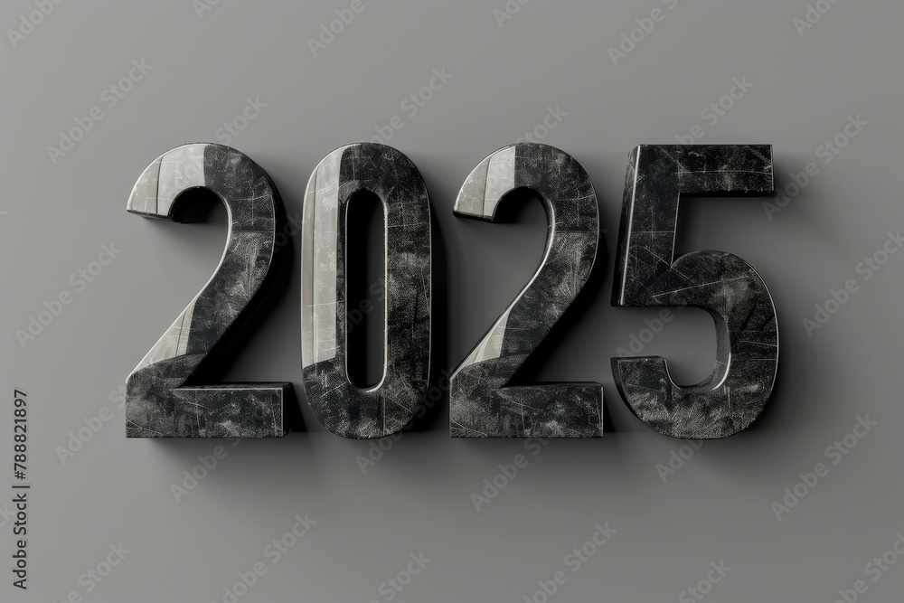 Poster numbers 2025 in business style. background with selective focus and copy space