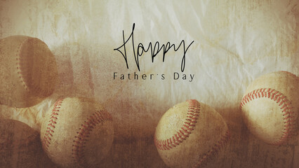 Vintage style baseball background with Happy Father's Day holiday greeting.
