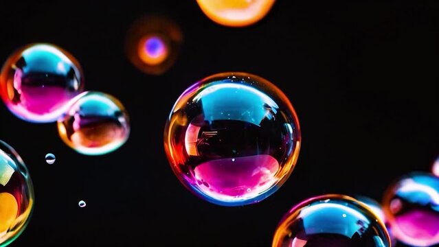 Swirling bubbles in pink, yellow, blue, orange, and white create a mesmerizing, hypnotic effect.