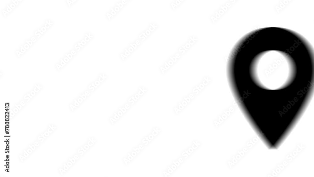 Poster animation set, location symbol. animations: transparency, zooms, transition top to down, transition 