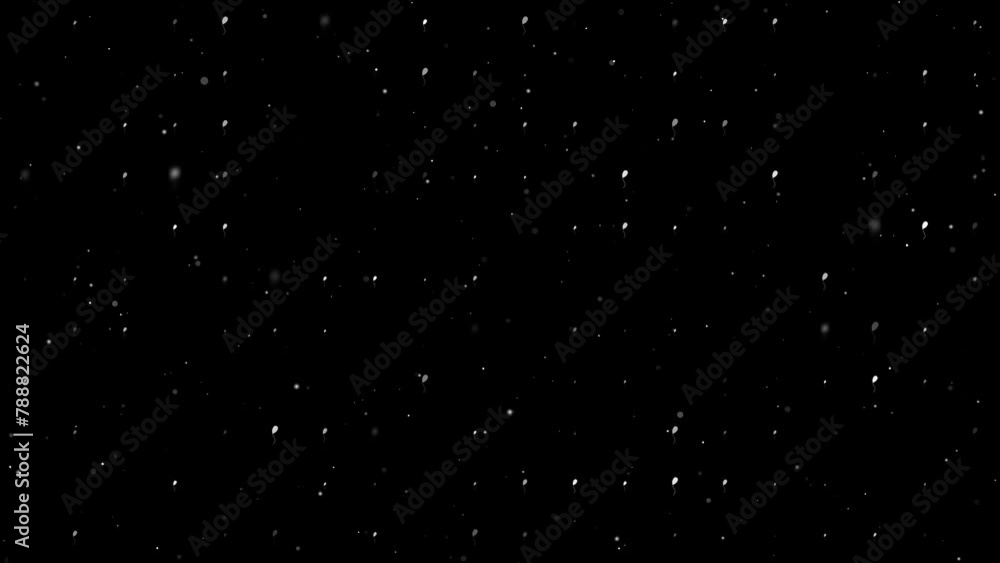 Poster template animation of evenly spaced balloon symbols of different sizes and opacity. animation of tra