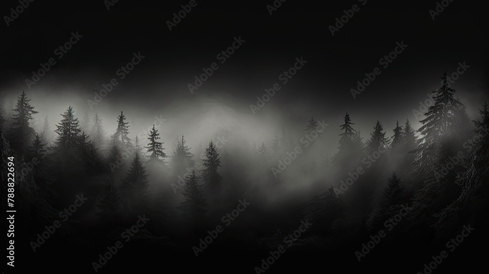Poster the dark forest is full of mystery and danger. the trees are tall and the branches are thick, creati