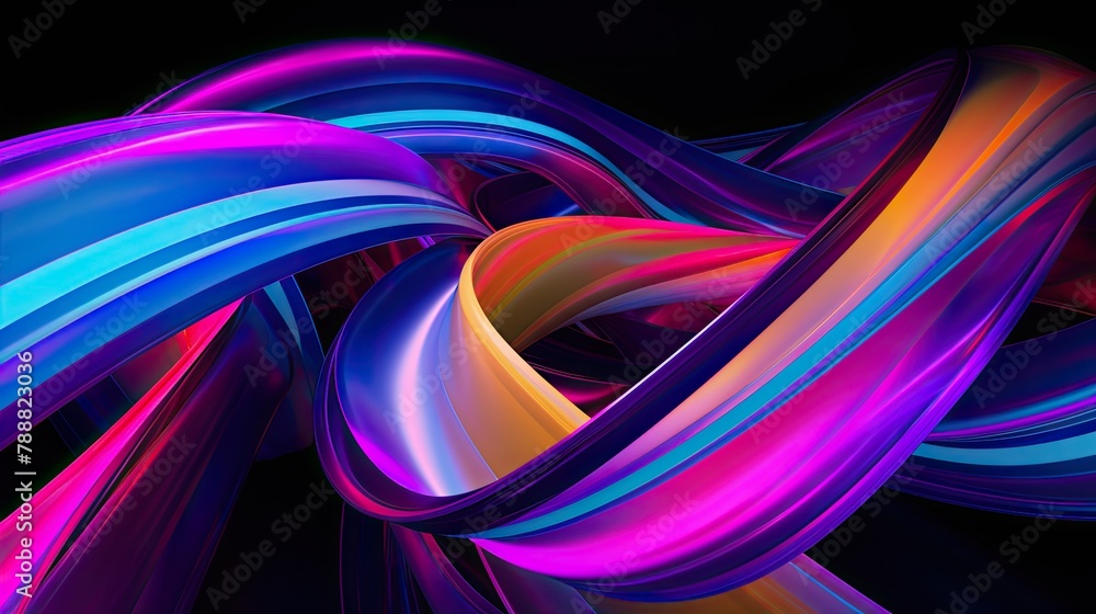 Poster 3d rendering. abstract twisted shape. futuristic design.