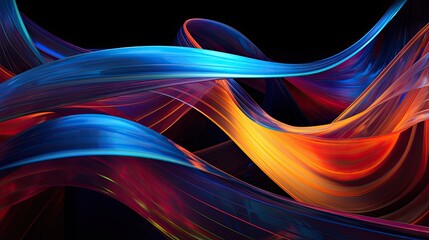 3D rendering. Abstract twisted shape. Multicolor vibrant waves. Modern background design.
