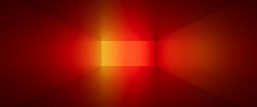 3d render, abstract geometric background, empty red room