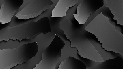 3d render, abstract minimalist black background. Ripped paper pieces macro. Dramatic wallpaper - 788823249
